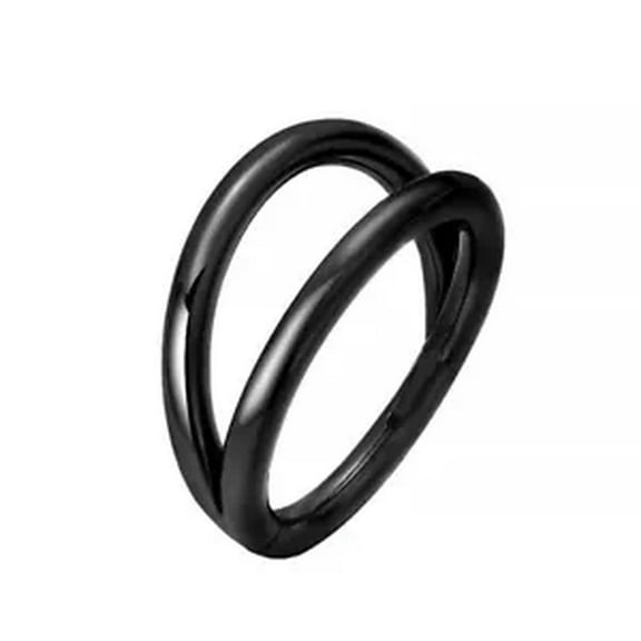 HOOUN 1PC Punk Stainless Nose Piercing Ring Double Septum Ring Cartilage Hoop Earring-black two-tier-1.2*10mm(316)