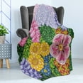 thumbnail image 4 of Colorful Soft Flannel Fleece Blanket, Nature Flower Petals Florets Vintage Romantic Buds Summer Blooms Feminine Design, Cozy Plush for Indoor and Outdoor Use, 50" x 70", Lilac Green, by Ambesonne, 4 of 5