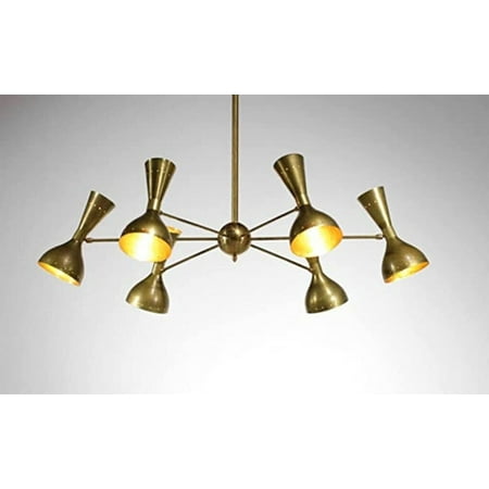 

Chandelier Sputnik Light Italian Chandelier Raw Brass Shades Stilnovo Style
