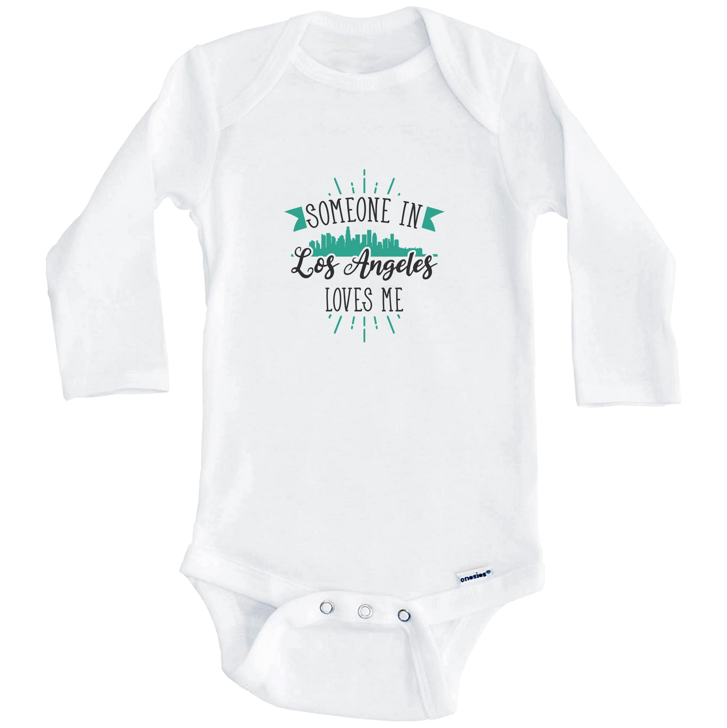 Someone In Los Angeles Loves Me Los Angeles CA Skyline One Piece Baby Bodysuit (Long Sleeve), 6-9 Months White