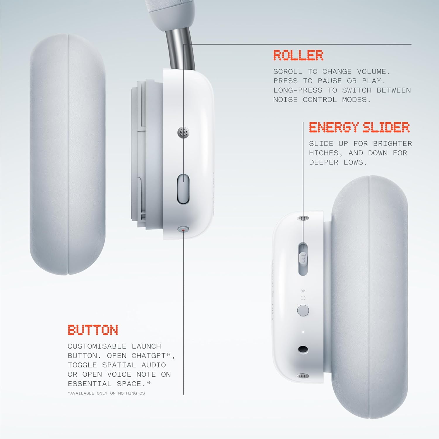 CMF by Nothing Headphone Pro Active Noise Canceling Wireless Headphones Bluetooth 5.4 Over The Ear Headset, 50H ANC Playtime, Bass&Treble Slider, Custom EQ&Spatial Audio, Hi-Res LDAC, Light Grey