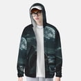 thumbnail image 2 of Balery Moonlit Night Sky Shark Sudadera ligera de manga larga con capucha y protección solar UPF 50+ para hombre y mujer, ideal para pesca y running-Small, 2 of 7
