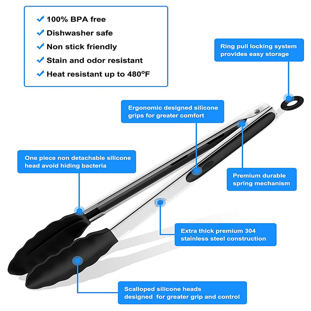 Swtroom 3-Piece Silicone Kitchen Tongs Set photo 6