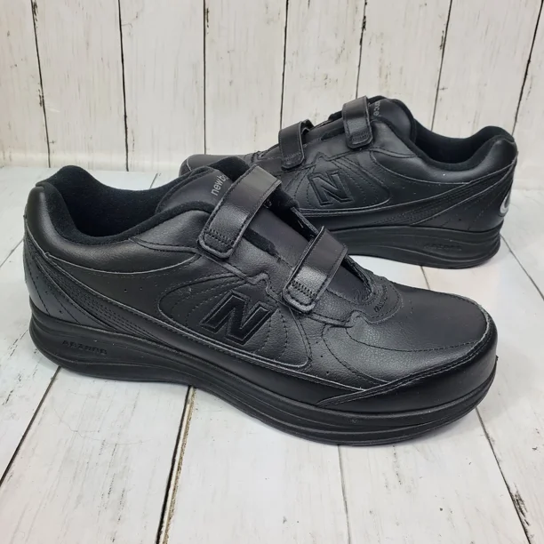 New Balance 577 Mens Size 10.5 4E Wide Black Leather Double Strap Shoes Sneakers