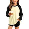 thumbnail image 2 of Big Kids' Solid Casual Layering Top Long Sleeve Crew Neck Raglan Shirt Clothing, 2 of 8