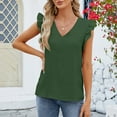 thumbnail image 5 of Women's Casual, Fashionable And Versatile V-neck Pullover Ruffled Sleeveless Solid Color T-shirt, 5 of 7