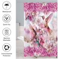 thumbnail image 5 of 4 Pcs HummingBird Floral Shower Curtain Set with Toilet Lid Cover and Rugs, Pink Glitter Bling Bathroom Decor Set with Shower Curtain and Rugs and Accessories, 5 of 6