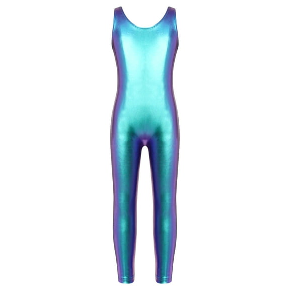 JanJean Leotard for Girls Gymnastics Metallic One Piece Bodysuit Full Length Unitard Ballet Dancewear Costume Colorful 5-6