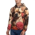 thumbnail image 3 of Picia Vintage Red Flower Chihuahua Pattern Casual Men's Hoodie - Lightweight Hooded Sweatshirt with Kangaroo Pocket, Comfortable Pullover for Everyday, Travel-Small, 3 of 7