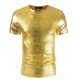 thumbnail image 1 of Men's Shiny Metallic Shirts T-shirt Short Sleeve Crew Neck Club Party Tee Tops For Nightclub, 1 of 2
