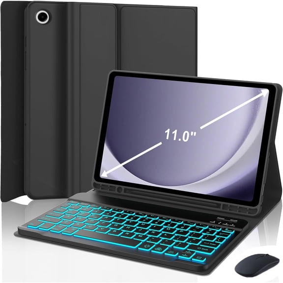 Keyboard Case for Samsung Galaxy Tab A9 Plus/A9 11 Inch 2023 Tablet, Model SM-X216 SM-X210 SM-X218, Smart Cover with Detachable Wireless Backlit Bluetooth Keyboard and Mouse