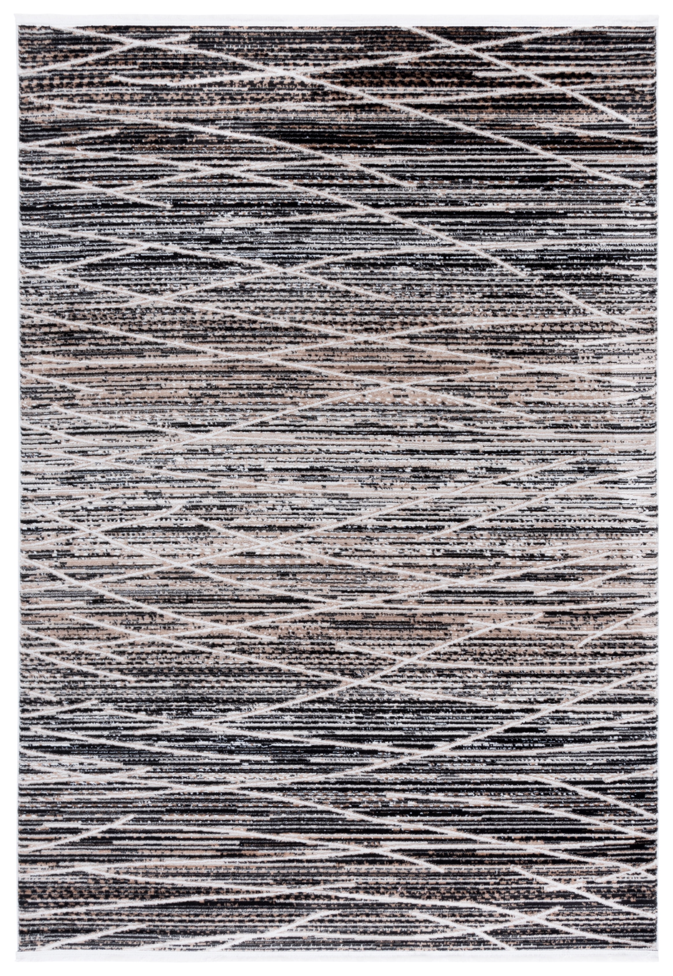 Safavieh Mila Anselmo Geometric Striped Polyester Area Rug, Black/Beige Ivory, 4' x 6'