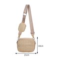thumbnail image 3 of Bolso Hobo para mujer Bolsas tipo satchel de paja de color sólido para vacaciones de verano (caqui), 3 of 8