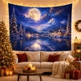 thumbnail image 3 of Golden Full Moon Above Snowy Mountains, Serene Celestial Style for Nature Lovers, Mountain Wall Decor Housewarming Gift, Tapestry Wall Hanging for Bedroom and Dorm, 3 of 7