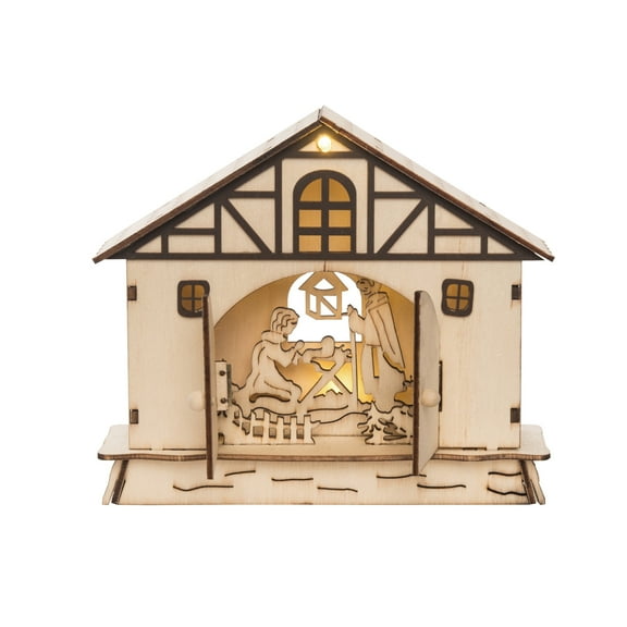 Transpac 7 in Brown Christmas Laser Cut Nativity Scene Decorative Object MDF Holiday Decor