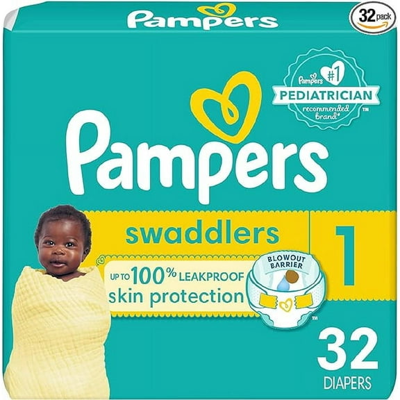 Pampers Swaddlers Active Baby Diapers Size 1, 32 Ea, 3 Pack