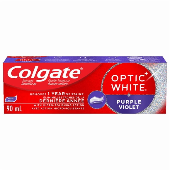 Colgate Optic White Purple Dentifrice Blanchissant pour Dents, Menthe Fraîche, 90 ml