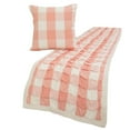 thumbnail image 1 of King / Queen / Twin Peach Pink Decorative Twin 53"x18" Bed Runner WITH Pillow Cover, Textured & Buffalo Checks Bed Scarf on Cotton fabric - Buffalo Plaid Peach, 1 of 5
