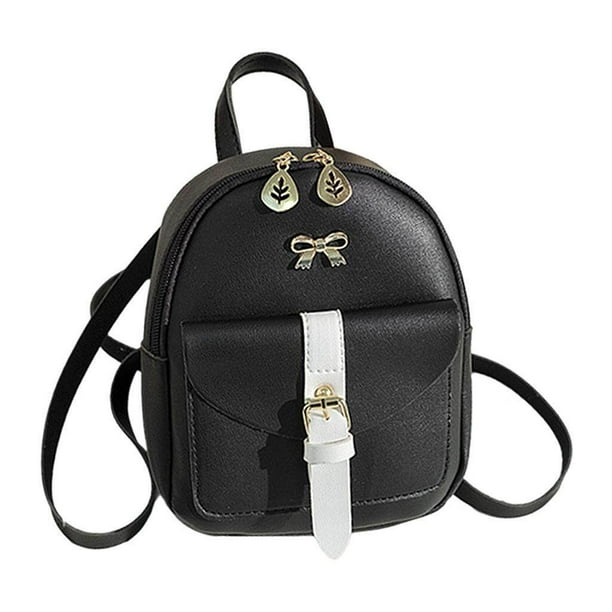 enqiretly Mini Backpack Women PU Leather Shoulder Bag Girls Small Backpack for Travel Black