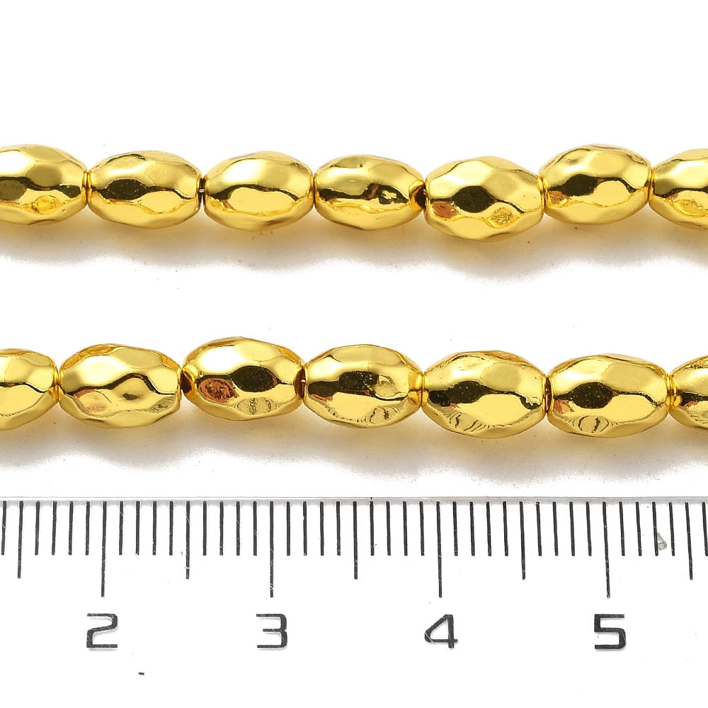 Synthetic Magnetic Hematite Beads Strands Faceted Oval Golden Plated 7x4~4.5x5.5mm Hole: 1.2mm about 65pcs/strand 15.75''(40cm)