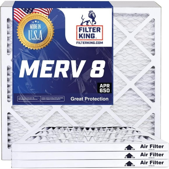 Filter King 25x32x1 Air Filter | 4-PACK | MERV 8 HVAC Pleated A/C Furnace Filter | MADE IN USA | Actual Size: 24.5 x 31.5 x .75""