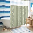 thumbnail image 6 of No Hook Shower Curtain, Modern Minimalist Shower Curtains for Bathroom with See Through Top Window, Farmhouse Leaf Stripes Sage Green Waterproof & Washable Bath Curtain Stall 48"x72", 6 of 9