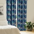 thumbnail image 2 of Ambesonne Bohemian Curtains, Ethnic Geometric Lines Art, Pair of 28"x95", Sea Blue and Dark Seafoam, 2 of 5