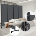 YASRKML 6FT 4 Panel Rolling Room Divider, Selflockable, Folding