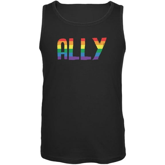 LGBT - Ally Pride Black Adult Tank Top - Small
