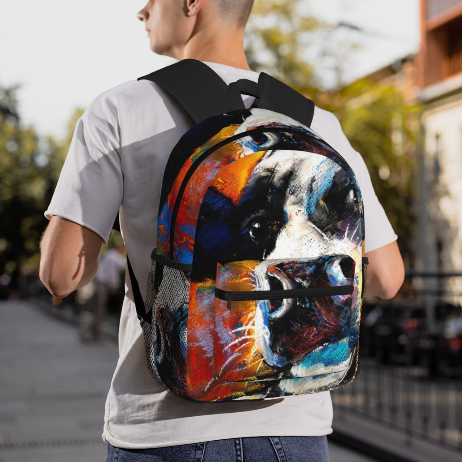 Ratiio Cow Print Casual Backpack for Men and Women, Water Resistant Oxford Fabric School Bag Lightweight Travel Daypack