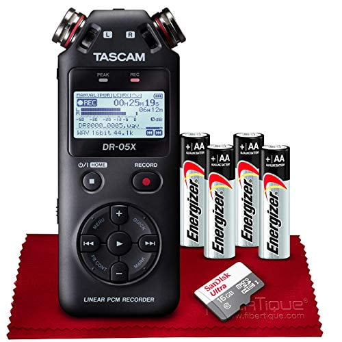 Tascam DR-05X Stereo Handheld Digital Audio Recorder with USB Audio  Interface + 16GB + Basic Accessories Bundle