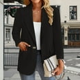 thumbnail image 2 of Breezora Women's Slim Fit Blazer with Pockets Long Sleeve Professional Office Commuting Elegant Tops L Size Black, 2 of 5