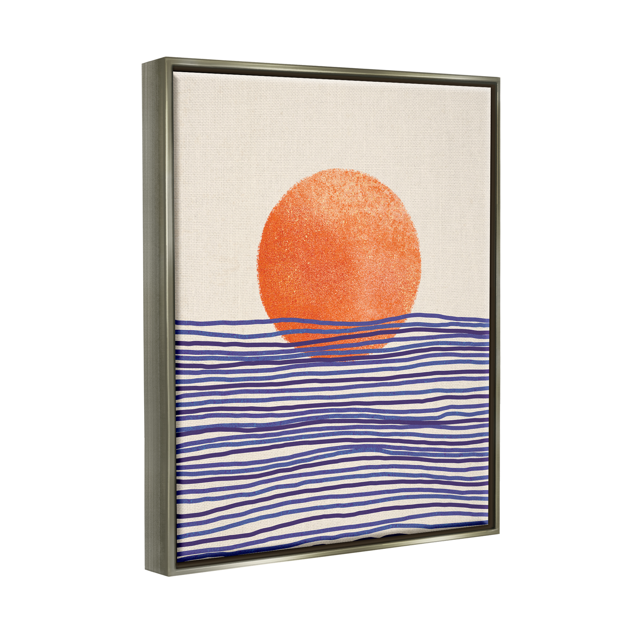 Stupell Contemporary Sea Landscape Sunshine Abstract Painting Gray Floater Framed Art Print Wall Art