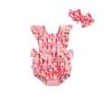 thumbnail image 6 of Douhoow Newborn Girl Easter Romper Fly Sleeve Cartoon Rabbit Printed Ruffles Bow-Knot Playsuit, 6 of 9