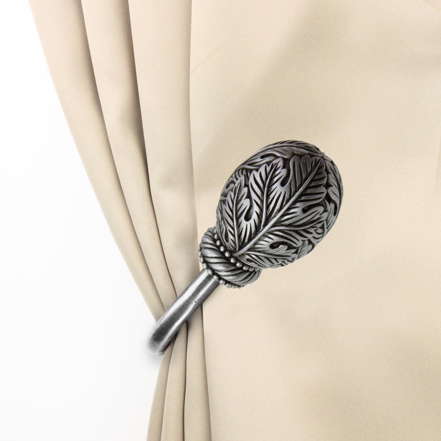 Santino Curtain Holdback Pair in Satin Nickel