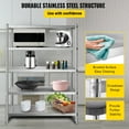 thumbnail image 4 of KFFKFF 48x18.5 inch 5 Stainless Steel Shelving Tier Unit Stainless Steel Heavy Duty Shelving Adjustable Shelf Storage for Kitchen Commercial Office Garage Storage 330lb per shelf, 4 of 9
