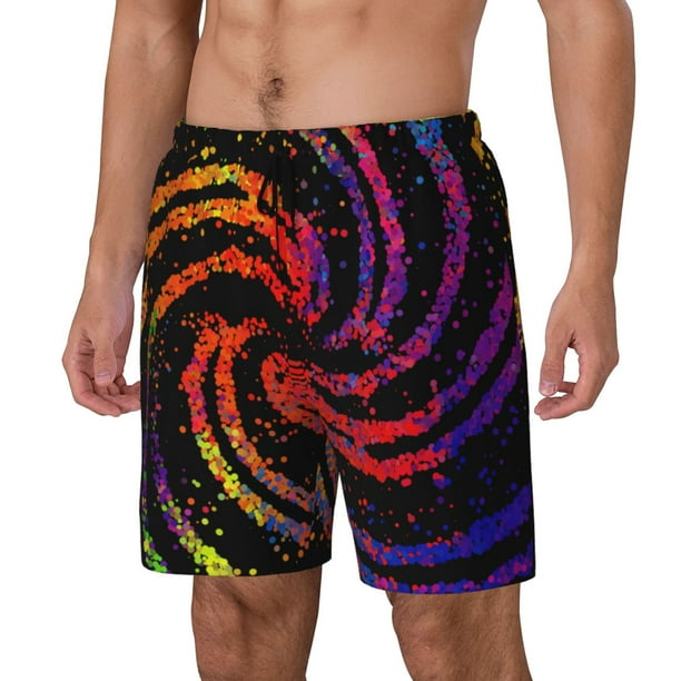Balery A Bright Abstract Bañador para hombre, shorts de playa de secado rápido con entrepierna y forro de compresión-Medium