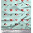 thumbnail image 1 of Soimoi Green Poly Georgette Fabric Triangle & Arrow Heart Print Sewing Fabric Yard 42 Inch Wide, 1 of 5