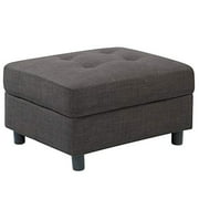 DAZONE Casual Ottoman/Modern Coffee Table - Rectangular Shaped - Sturdy Wood Frame & Linen Blend Fabric in Charcoal