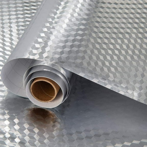 SciencePurchase 9.75 Foot Long by 1.3 Feet Wide Oil-Proof Kitchen Stove Backsplash Wallpaper Stick-on with Self-Adhesive - Cut to any Size, Saves Time when Cleaning, Shiny Silver