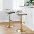 thumbnail image 4 of LumiSource Gold Metal, Grey Velvet Charlotte Glam Adjustable Barstool - Set of 2, 4 of 10