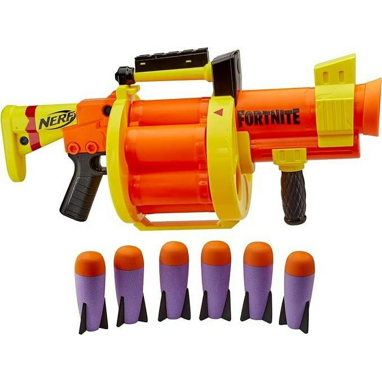 Nerf Fortnite GL Rocket Blaster, 6-Rocket Drum, Pump-to-Fire