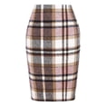 thumbnail image 1 of Faldas a cuadros Prolriy para mujer, faldas a cuadros estilo lápiz para mujer, otoño invierno, cintura alta, ajustadas, hasta la rodilla, falda midi de lana con abertura, faldas para mujer, rosa M, 1 of 5