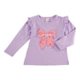 thumbnail image 5 of Ccpelsie Toddler Girls Fall Winter T-Shirts Kids Colorblock Casual Long Sleeve Tops Children Wear 6-15 Years Purple,5-6 Years, 5 of 5