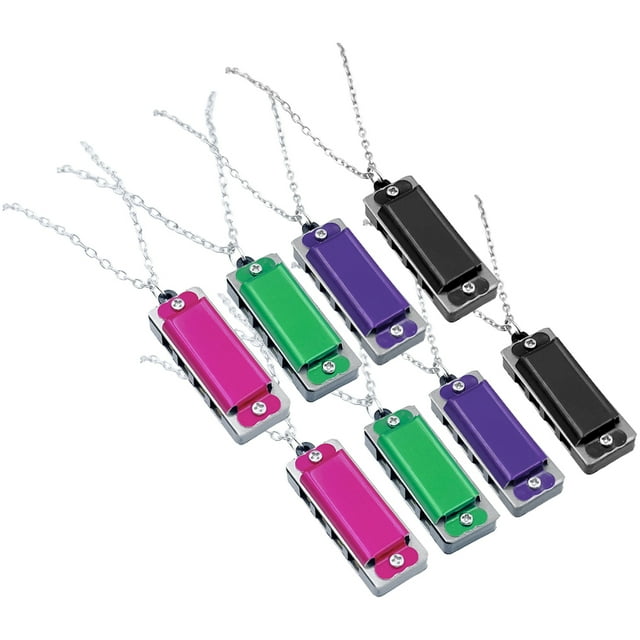 CIMAXIC Collier Harmonica 8 Pcs Mini Collier Harmonica Mignon Mini Harmonica 4 Trous Collier 8 Tons Cadeau de Fête Musical,1.34"X0.51"X0.43 Pouces