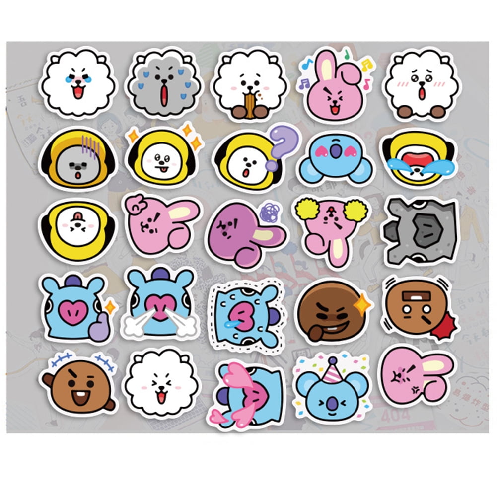 flw 40pcs set cartoon bts adhesive stickers decals phone bag luggage decoration walmart com
