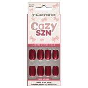 Salon Perfect Halloween Fall Artificial Fake Press On Nails, 409 Magnetic Cherry, Short Square, File, Glue and Prep Pad Included, 30 Nails
