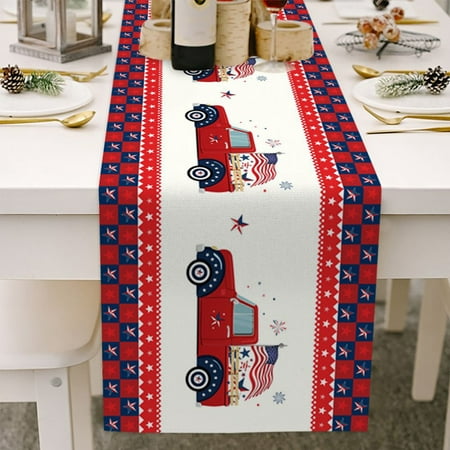 

Farmhouse Table Runner Dresser Scarf for Kitchen Dining Decor Fourth of July Independence Day Table Runner 13 x 70 Inch