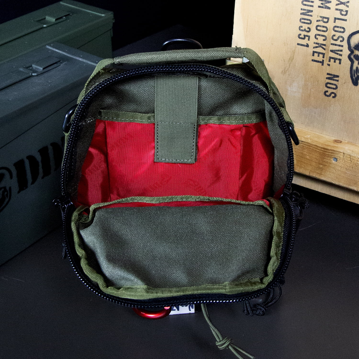 DDT Night Stalker Small EDC Sling Bag with DDT Logo Patch, Color Bloodline