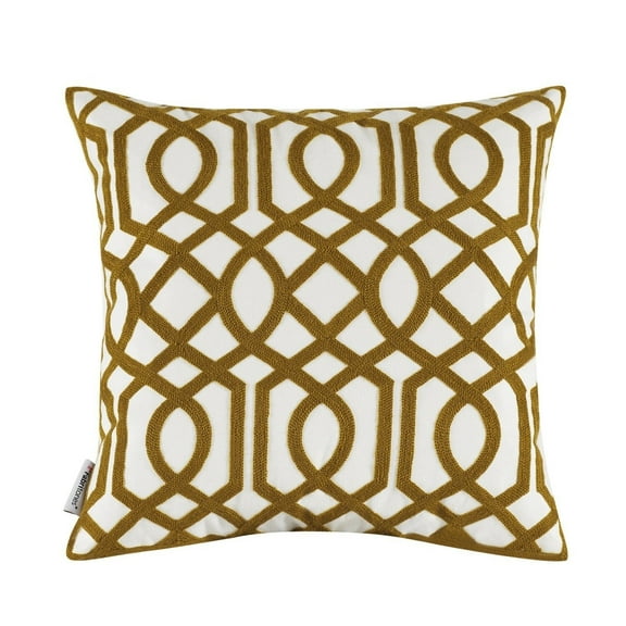 Throw Pillow Cushion Covers Square 18x18 Inch Brown Geometric Cotton Decor Embroidery Square Pillow Sham for Couch Bed Sofa Patio